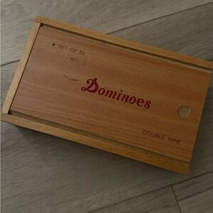 Premium Set of 55 Double Nine Dominoes with Wood Case, Brown
